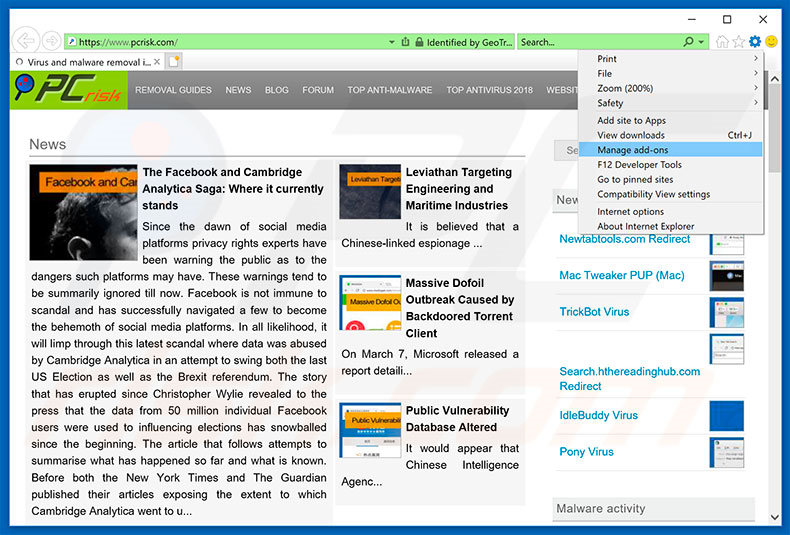 Entfernen von Pokki-Werbung aus Internet Explorer Schritt 1