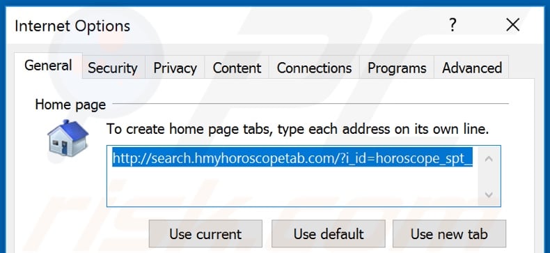 Entfernen von hmyhoroscopetab.com von der Startseite des Internet Explorer