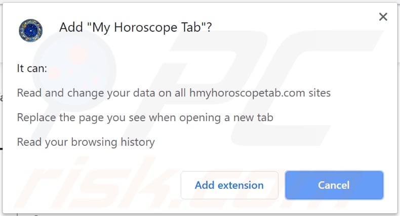 My Horoscope Tab browser hijacker Bitte um Erlaubnis