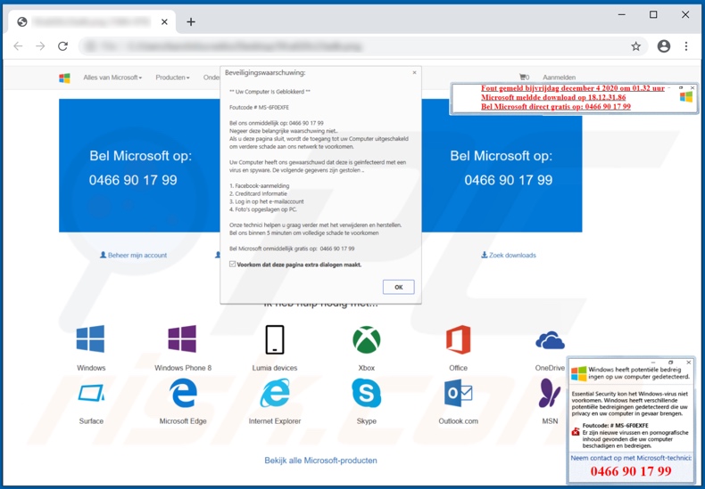 Error code # MS-6F0EXFE technisch Unterstützung Betrug