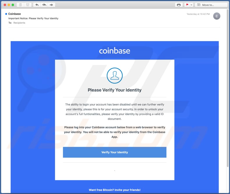 Coinbase E Mail Betrug Entfernungs Und Wiederherstellungsschritte aktualisiert 