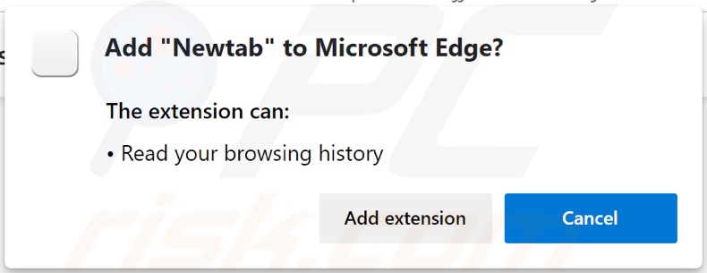 Newtab browser hijacker um Erlaubnis bitten, Daten zu verfolgen