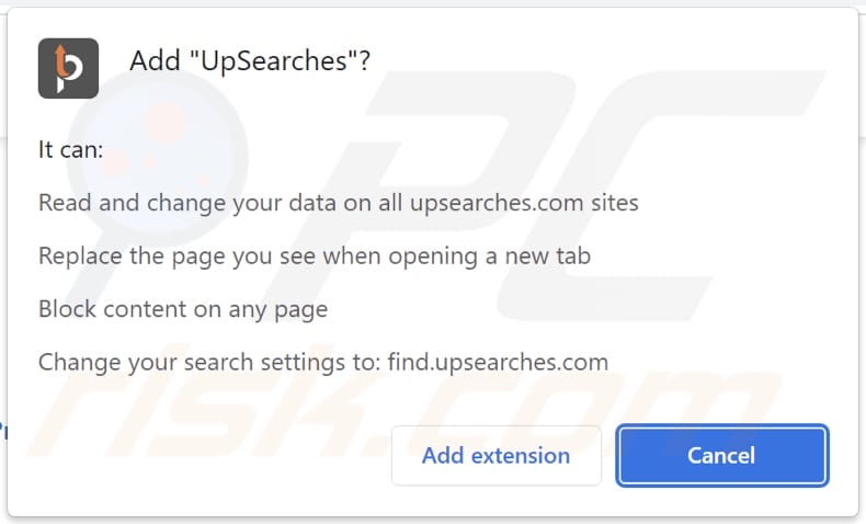 upsearches browser hijacker Benachrichtigung vom Browser