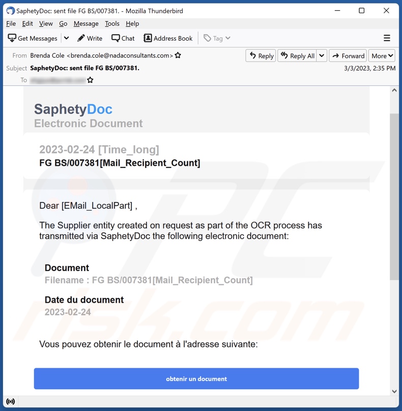 SaphetyDoc E-Mail-Spam-Kampagne