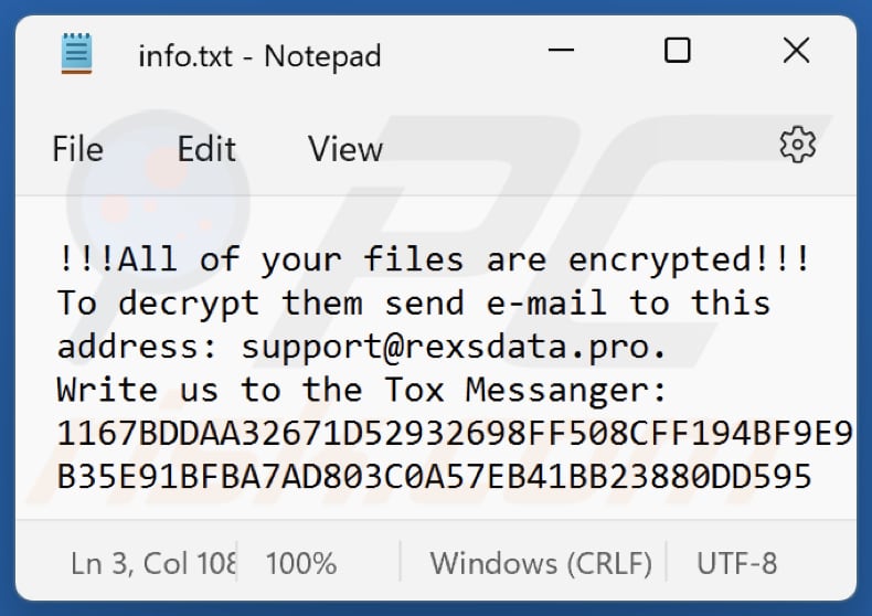 8base Ransomware Textdatei (info.txt)