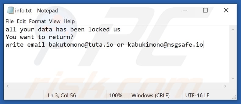 Mono Ransomware Textdatei (info.txt)