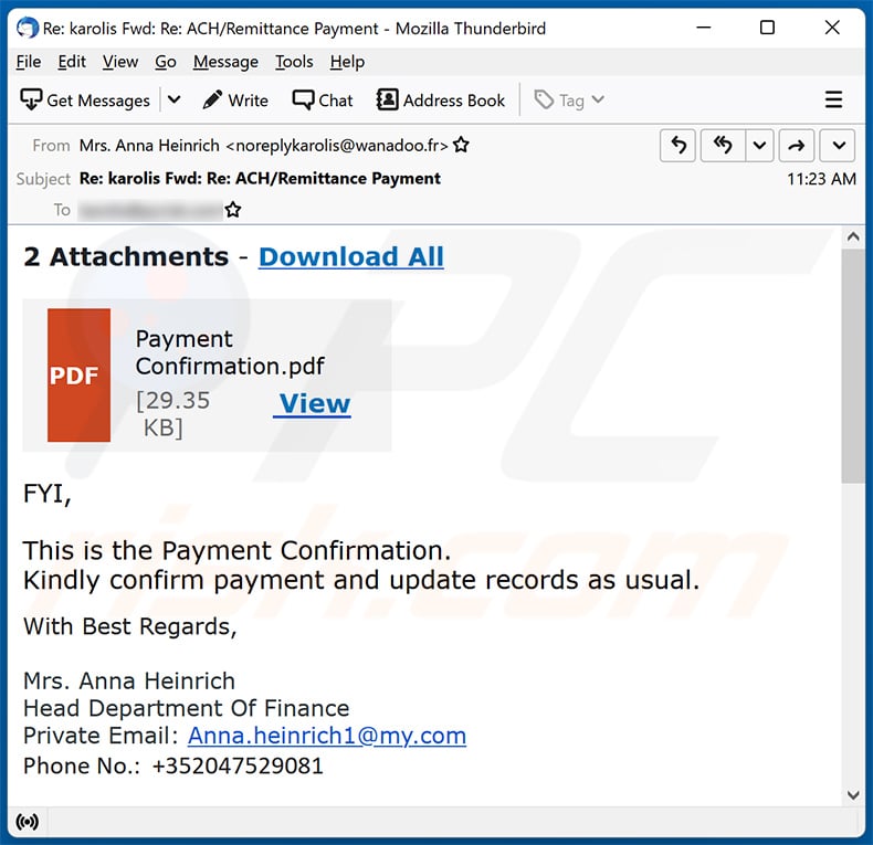 Payment Confirmation email Betrug (2023-06-15)