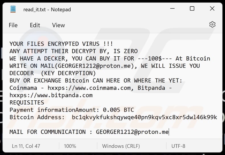 RedEnergy Stealer Lösegeldforderung (read_it.txt)