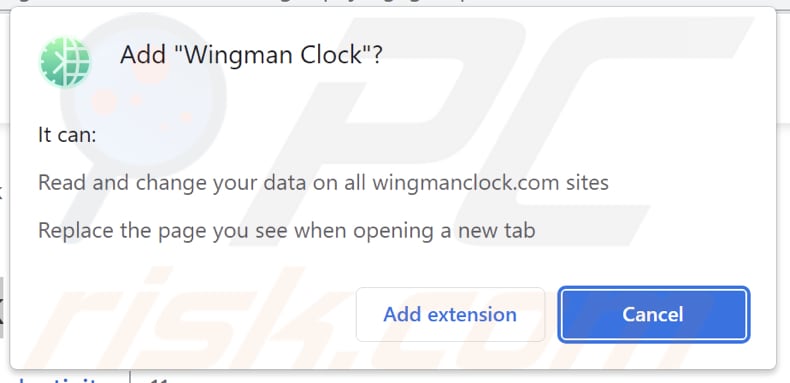 Wingman Clock browserentführer Bitte um Erlaubnis