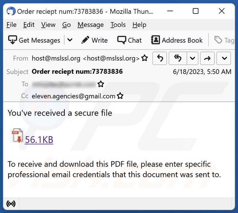 You've Received A Secure File E-Mail Spam-Kampagne