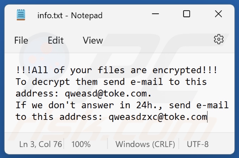 2QZ3 Ransomware Textdatei (info.txt)