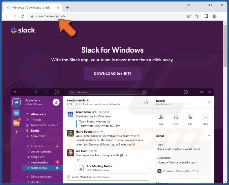 CustomerLoader malware promoted on fake Slack software download site