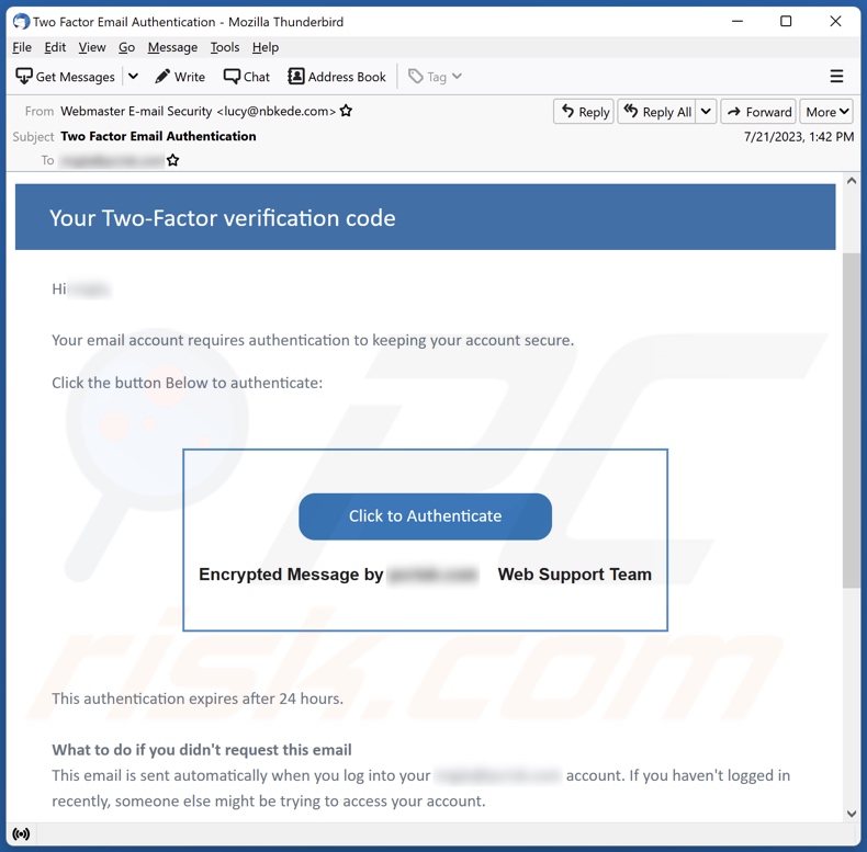 Two-Factor Verification E-Mail Spam-Kampagne