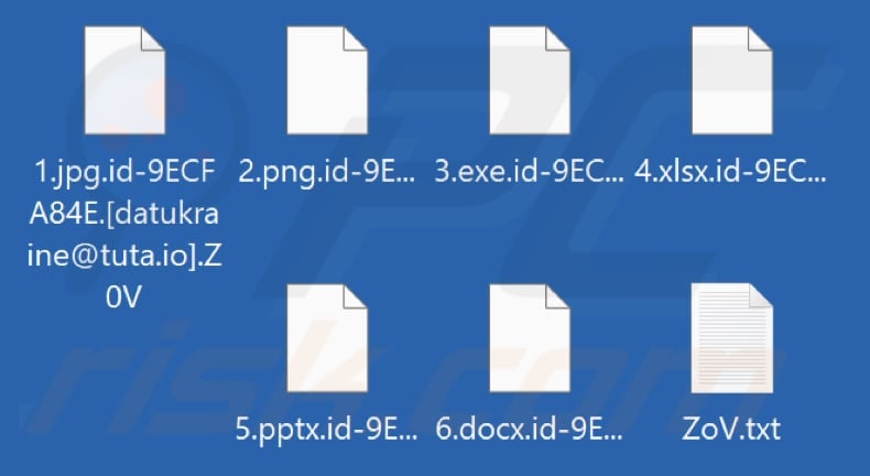 Von ZOV Ransomware verschlüsselte Dateien (.Z0V Erweiterung)
