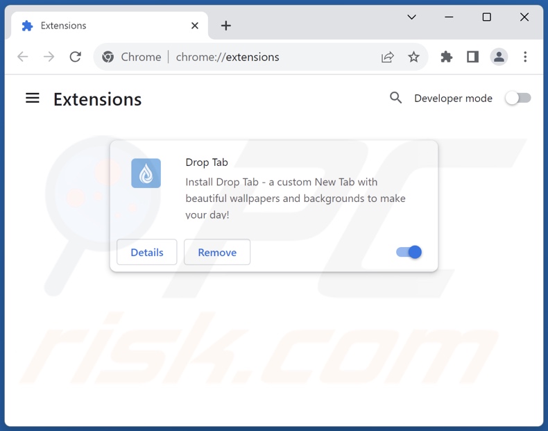 Entfernen von Google Chrome-Erweiterungen im Zusammenhang mit search.droptab.net