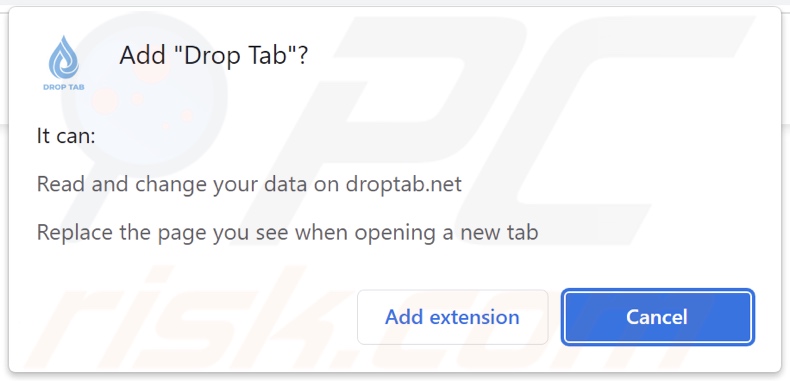 Drop Tab Browser-Hijacker fragt nach Berechtigungen