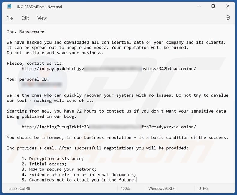 INC Ransomware Lösegeldforderung (INC-README.txt)
