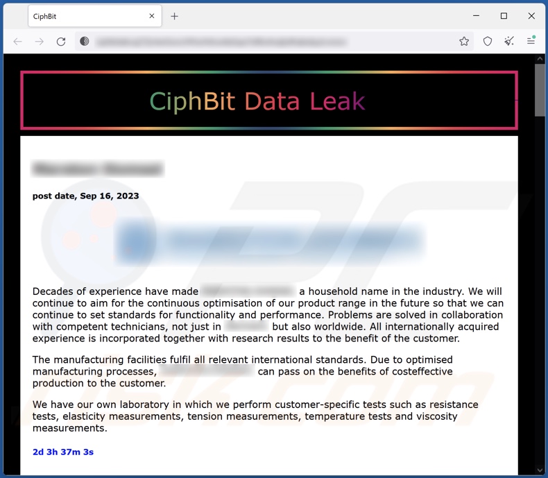 CiphBit Webseite im Tor Netzwerk, die für Datenverlust benutzt wird