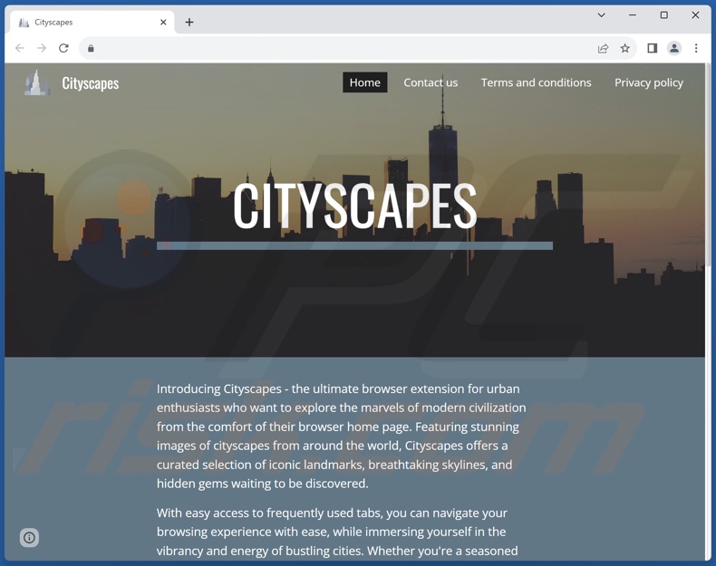 Webseite zur Förderung des Cityscapes Browserentführers