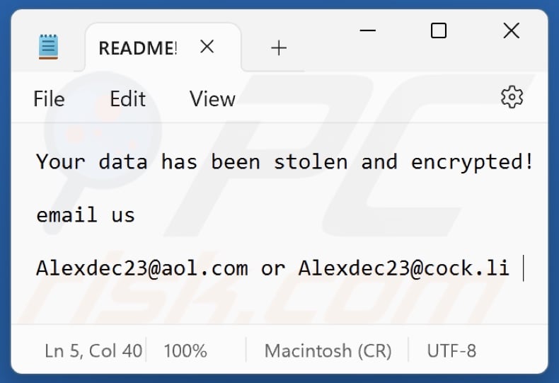 DOOK Ransomware Textdatei (README!.txt)