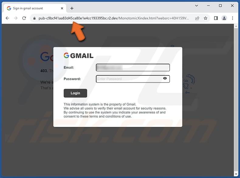 Account And Service(s) Scheduled For Deletion Phishing-Website, die sich als Google Mail-Anmeldeseite ausgibt