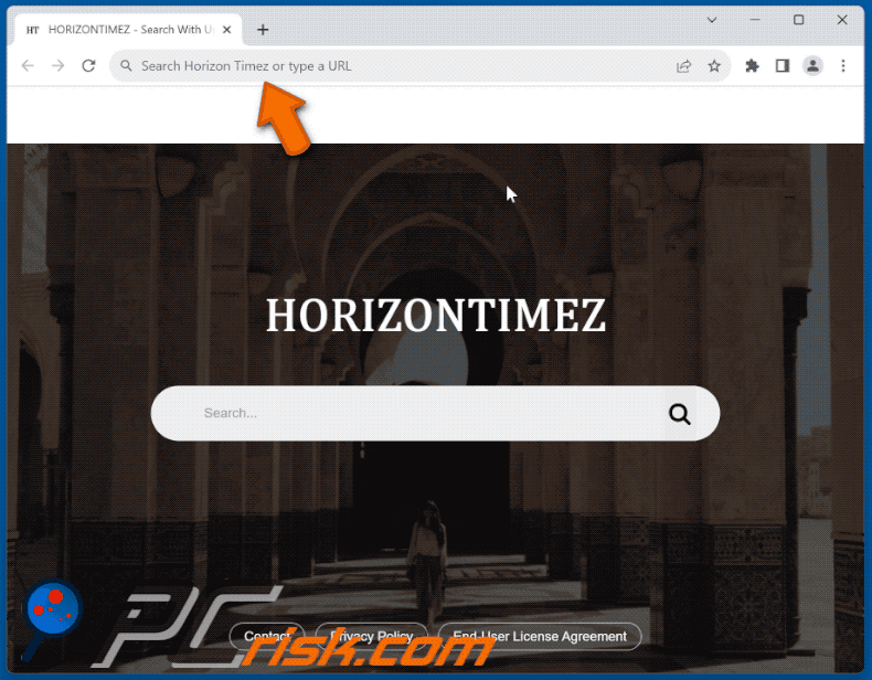 Horizon Timez Browerentführer leitet auf Bing weiter (GIF)