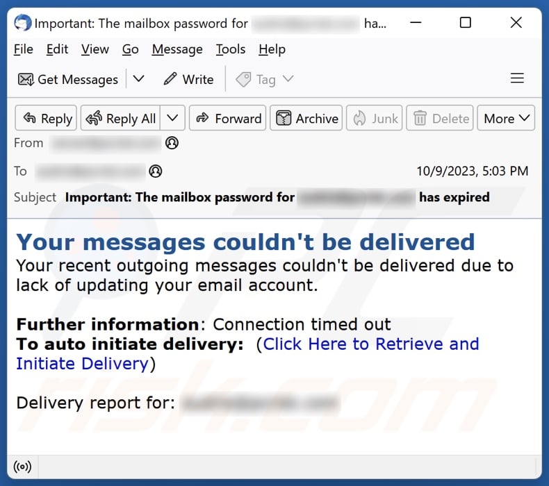 Your Messages Couldn't Be Delivered E-Mail Spam-Kampagne