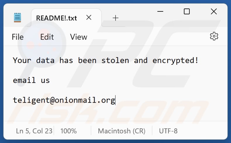 34678 Ransomware Textdatei (README!.txt)