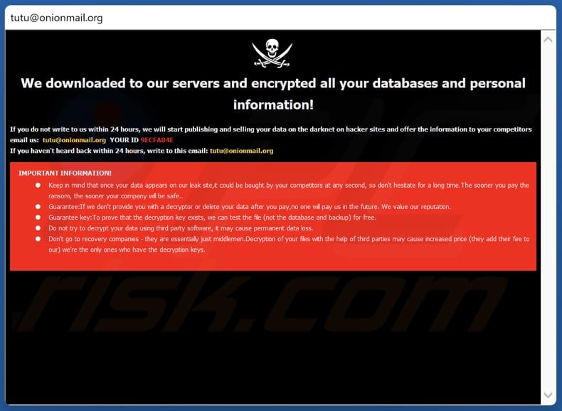 Tutu Ransomware Dialogfenster