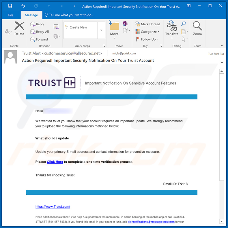 Truist E-Mail-Betrug (2024-01-17)