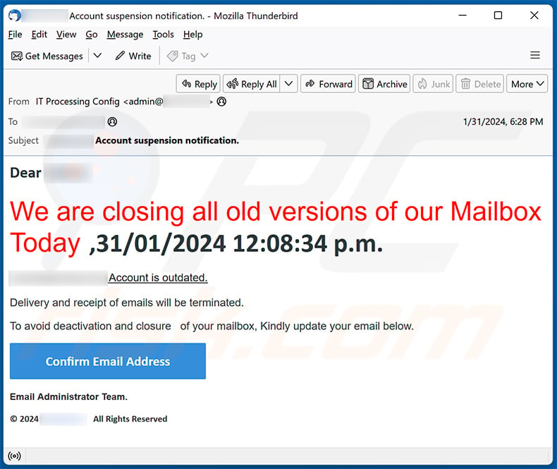 We Are Closing All Old Versions Of Email Betrug (2024-02-01)