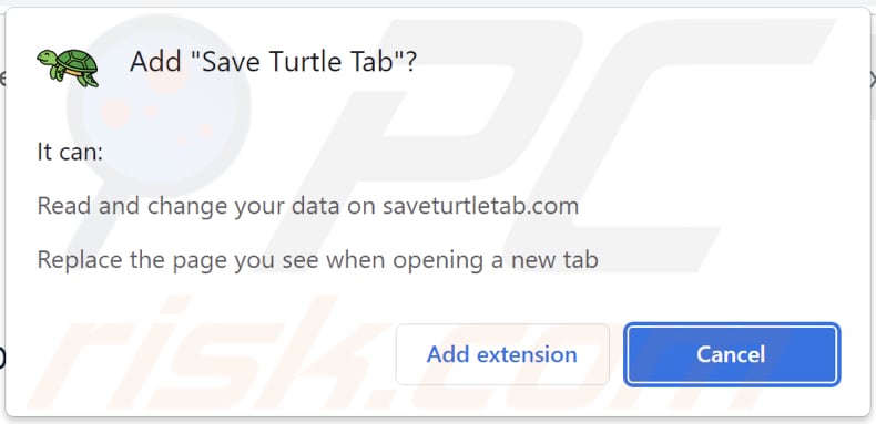 Browser-Entführer Save Turtle Tab fragt nach Erlaubnis