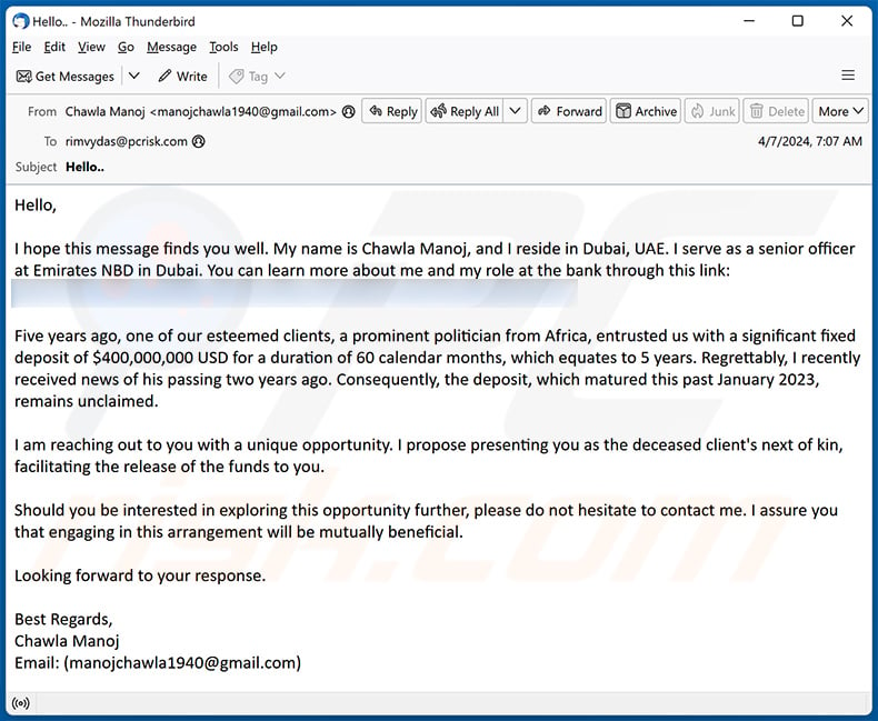 Fund Release E-Mail-Betrug (2024-04-08)