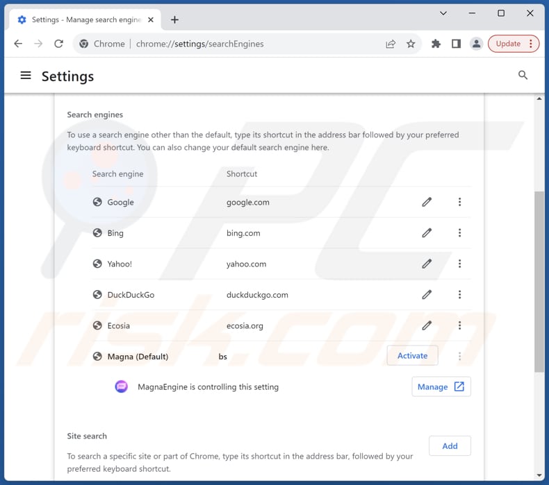 Entfernen von robustsearch.io aus der Standardsuchmaschine von Google Chrome