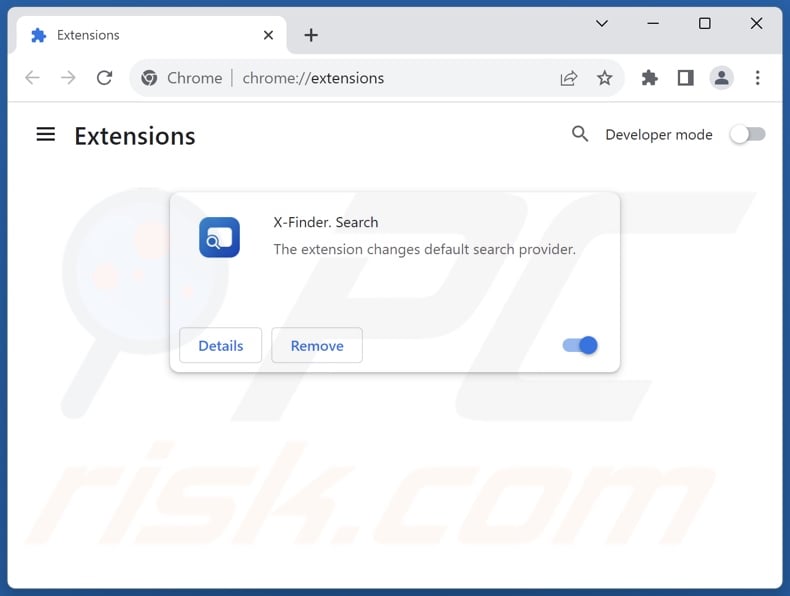 Entfernen von x-finder.pro-verwandten Google Chrome-Erweiterungen