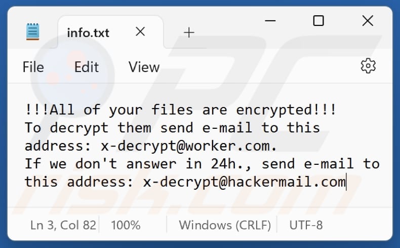 xDec ransomware Textdatei (info.txt)