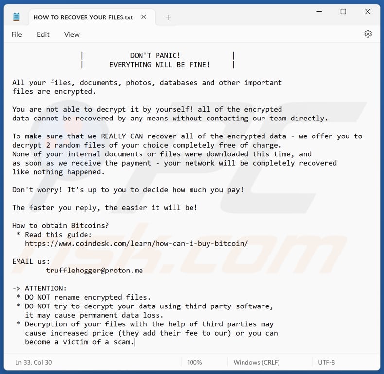 EDHST ransomware Textdatei (HOW TO RECOVER YOUR FILES.txt)