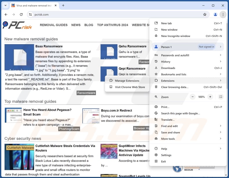 Entfernen von Guardian Angel Browser-Hijacker aus Google Chrome Schritt 1