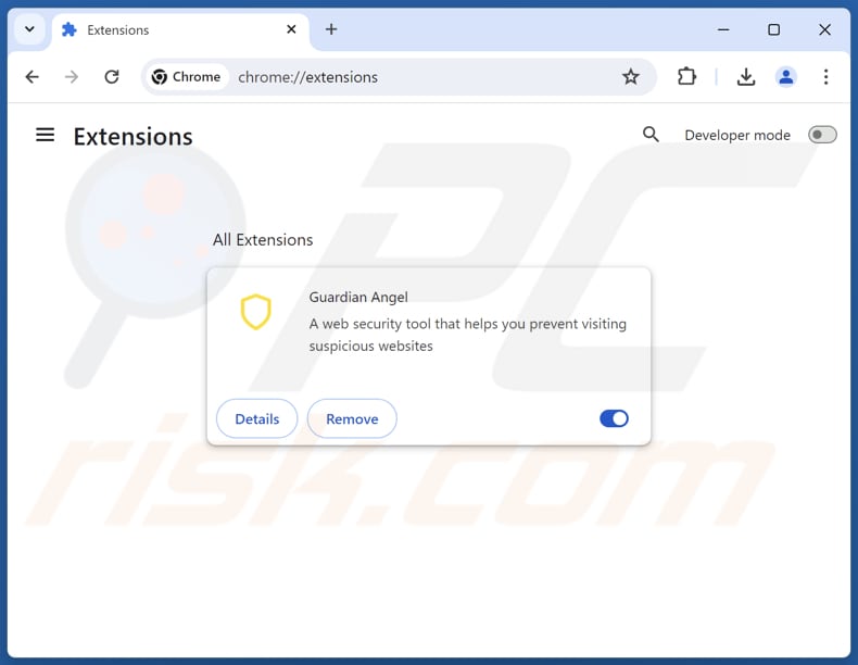 Entfernen von Guardian Angel Browser-Hijacker aus Google Chrome Schritt 2