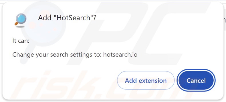 HotSearch Browser-Hijacker fragt nach Berechtigungen