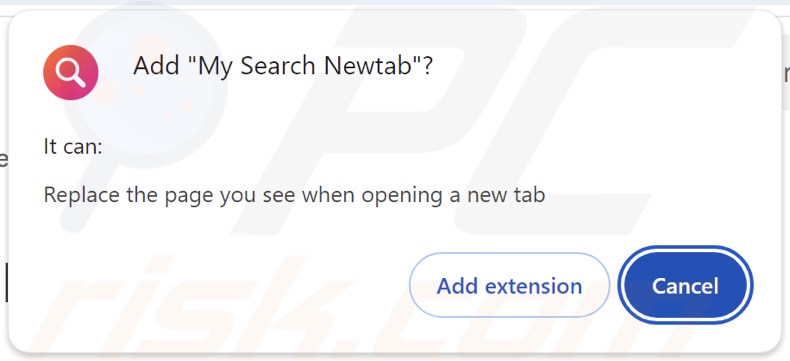 Der Browser-Hijacker My Search Newtab fragt nach Berechtigungen