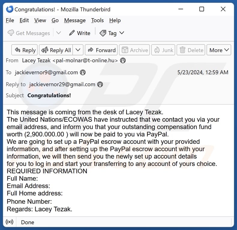 PayPal Escrow Account E-Mail-Spam-Kampagne