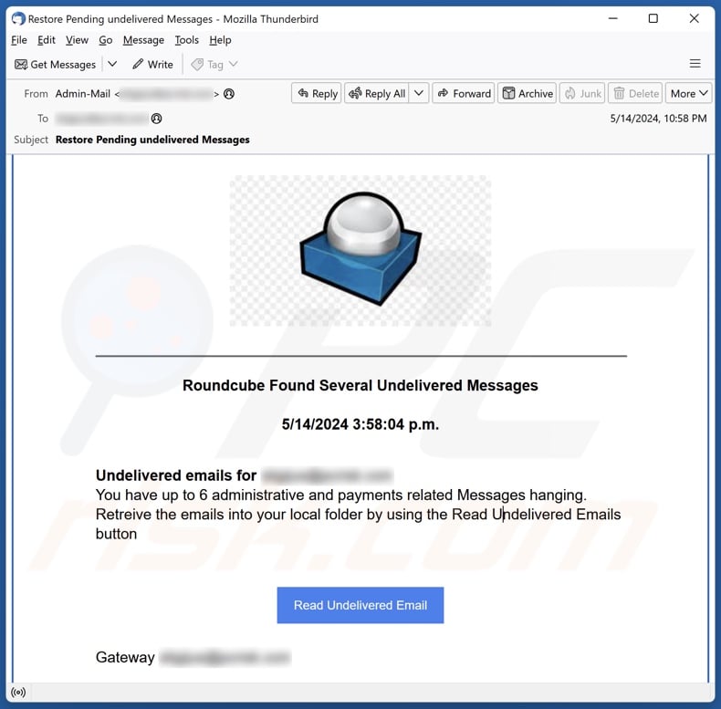 Roundcube Found Several Undelivered Messages E-Mail-Spam-Kampagne