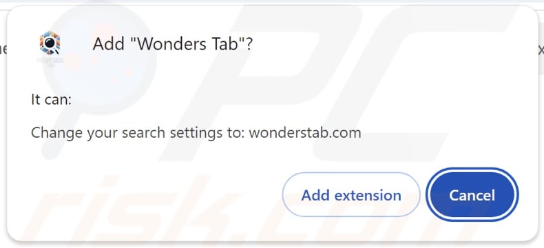 Wonders Tab Browser-Hijacker fragt nach Erlaubnis