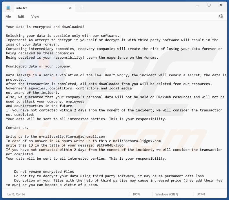 Lexus ransomware Textdatei (info.txt)