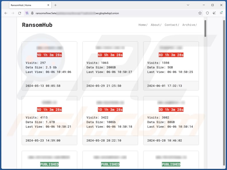 RansomHub ransomware Datenleck-Seite