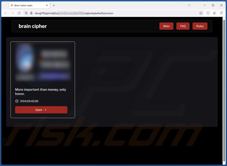Brain Cipher ransomware Datenleckseite