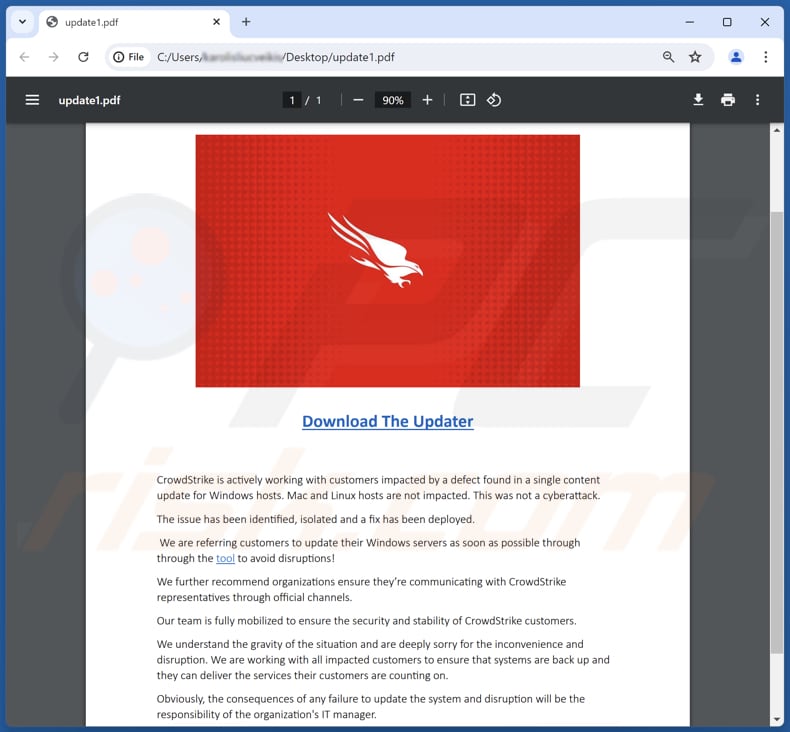 CrowdStrike-Betrug PDF-Vortäuschung Datenwischer