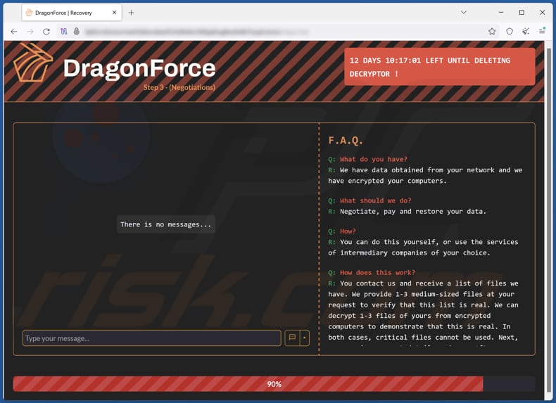 DragonForce ransomware Kontakt-Website