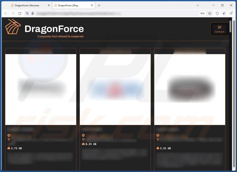 DragonForce ransomware Datenleck-Seite